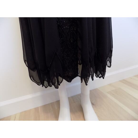 Vintage Judith Ann Creations black silk beaded evening wear cocktail size Medium - Picture 9 of 12